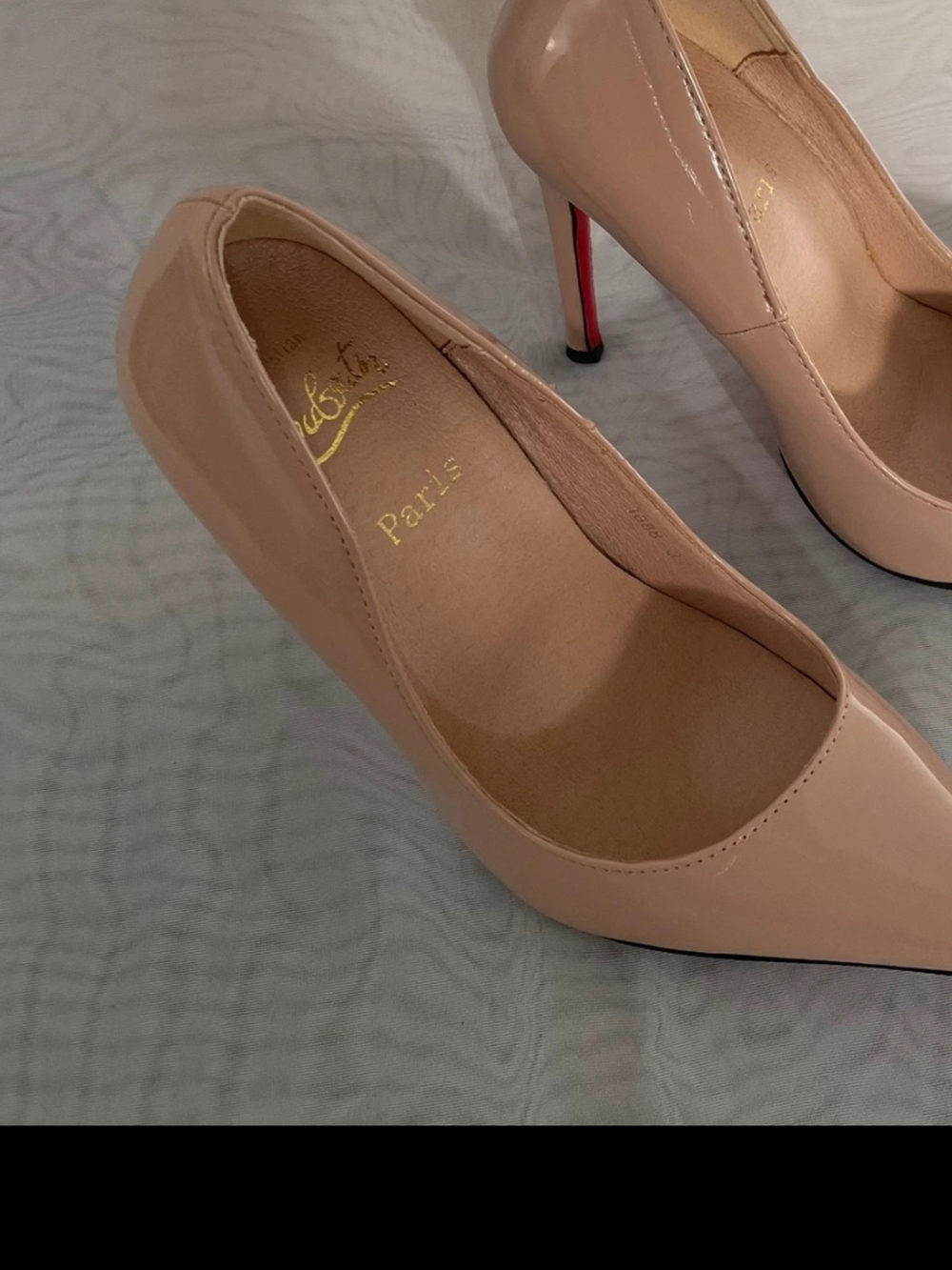 Nude Patent Pointed-Toe Stiletto Heels - Picture 3 of 4